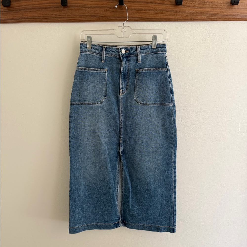 Just Black Mid-Length Blue Denim Skirt